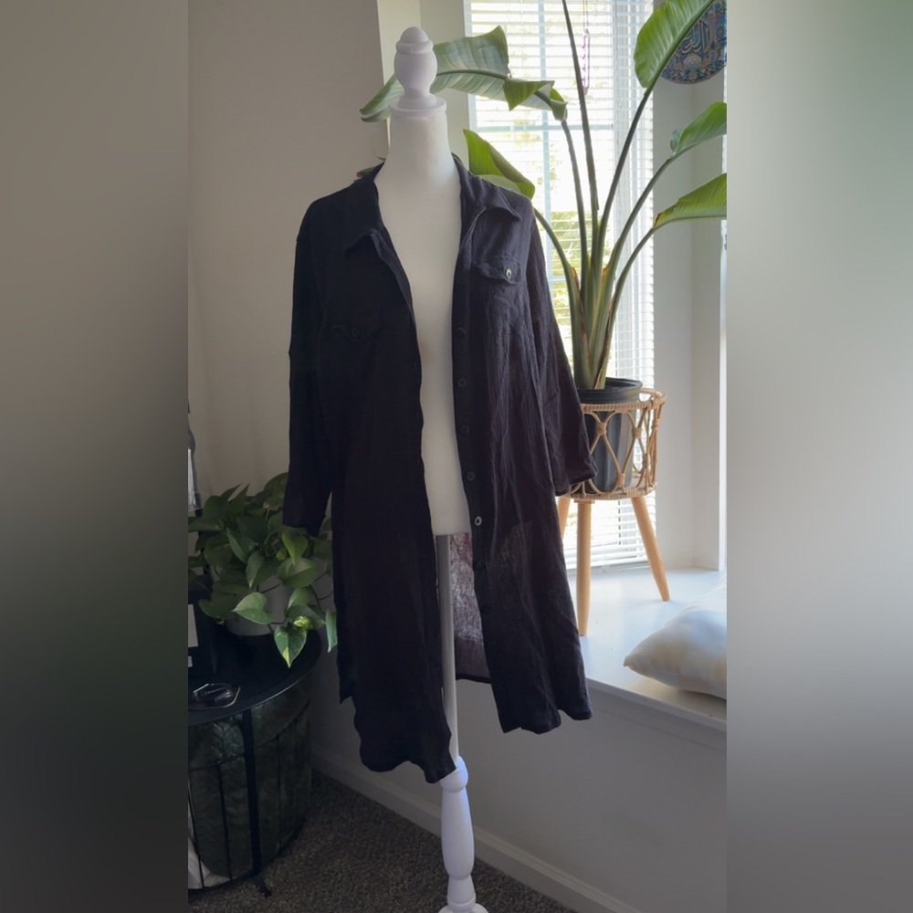 Tropical Escape Black Cotton Shirt